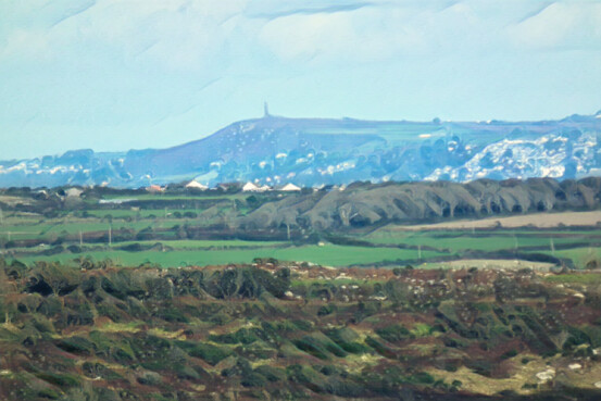 Carn Brea, as seen from the Botrea Barrows