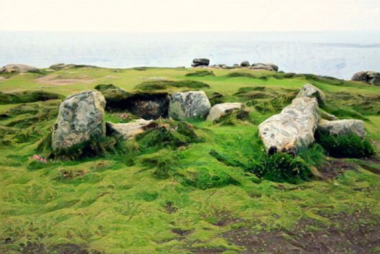 Chambered cairn at Mayon Cliff
