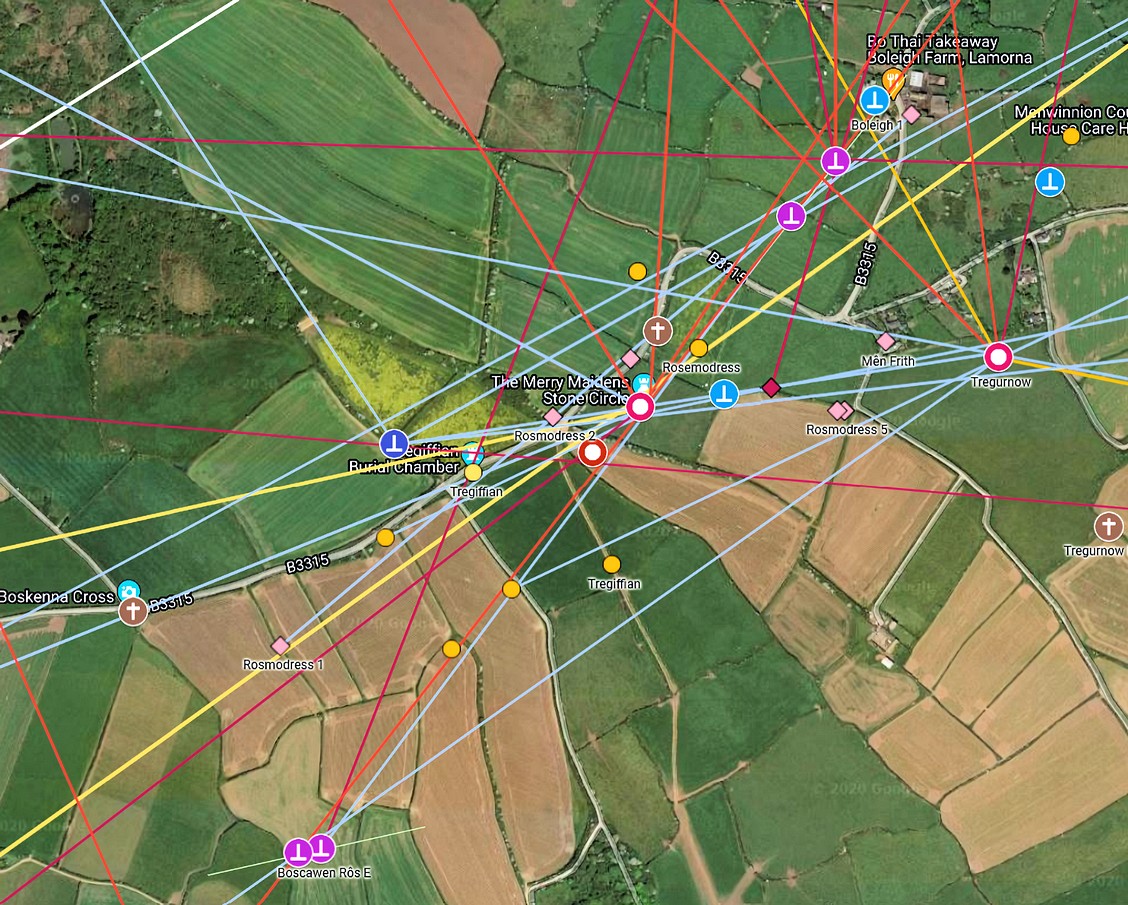 Map of the Merry Maidens stone circle complex