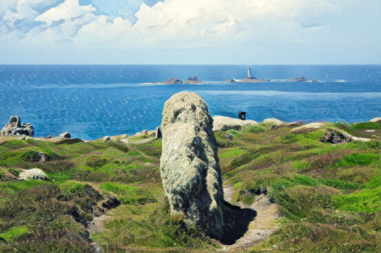 One of the oriented stones at Greeb, Land's End
