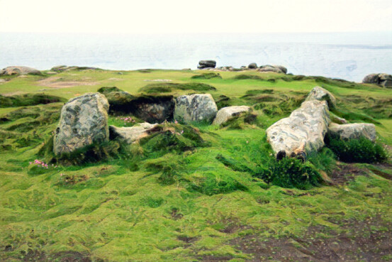 Chambered cairn at Mayon Cliff