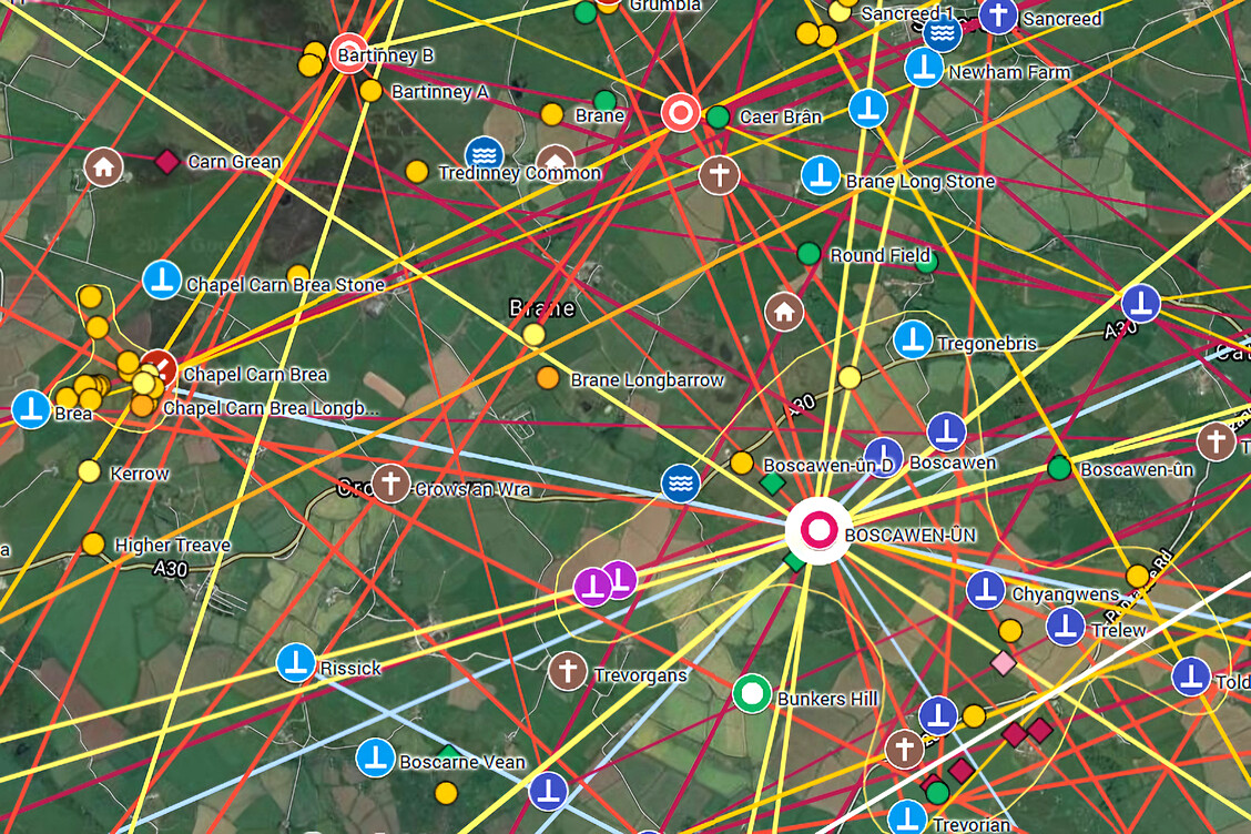 Alignments in the Boscawen-un stone circle complex