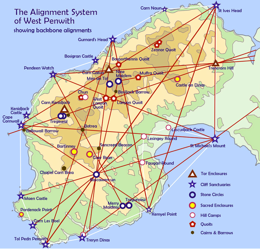 Map of the Cliff Sanctuaries in West Penwith