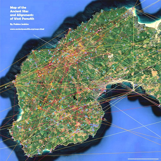 Map of the Ancient Site Alignments of West Penwith