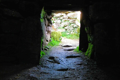 Looking out of  Carn Euny fogou